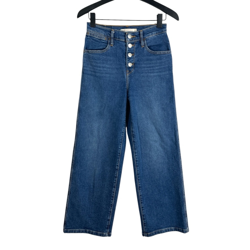 Levi’s Mile High Wide Leg Jeans With Exposed Button Fly Womens Size 24 - Picture 2 of 7